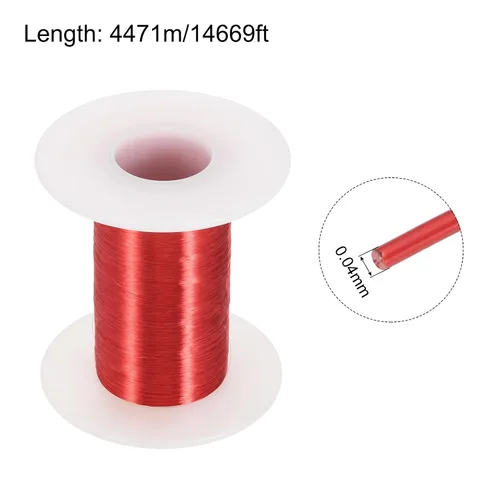 Miniatura 2 de MECCANIXITY - Alambre magnético de calibre 46 AWG - 0.04mm Hilo de cobre esmaltado - Bobina de alambre magnético de 14669 pies (4471m) - 50g Grado F
