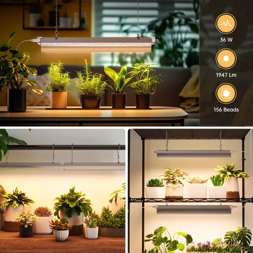 Miniatura 2 de Luz de cultivo colgante de 1.4 pies para plantas de interior, espectro completo con LED rojo de 660 nm, lámpara de cultivo T5 2020T, lámpara