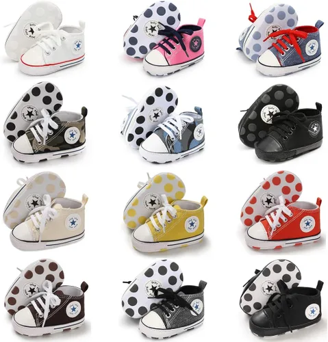 Miniatura 2 de KIDSUN zapatos deportivos altos hasta el tobillo para bebés, niños y niñas con suela antideslizante, suaves, para recién nacidos, zapatos