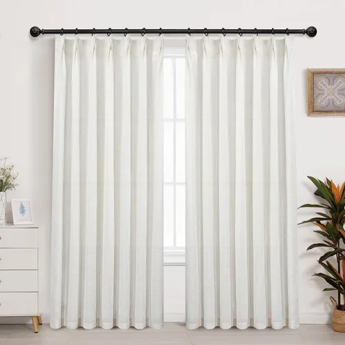 Miniatura 15 de DriftAway Cortinas plisadas de lino semitransparentes con textura de casa de campo sólidas y rústicas modernas para sala de estar y dormitorio, 2