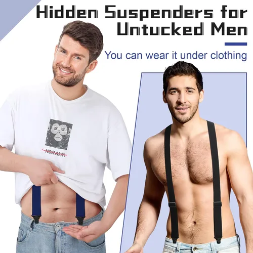 Miniatura 2 de Janmercy 2 piezas de tirantes para debajo de la ropa para hombres, tirantes de aeropuerto, clips de plástico, para senderismo, tirantes ocultos
