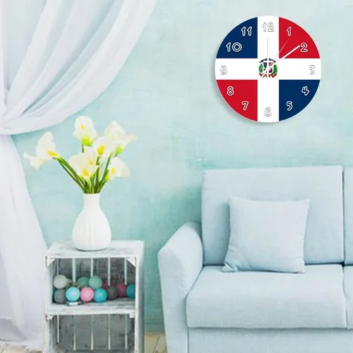 Miniatura 5 de Reloj de pared de República Dominicana – Reloj de pared con bandera de República Dominicana para dormitorio, sala de estar, hogar, oficina, escuela