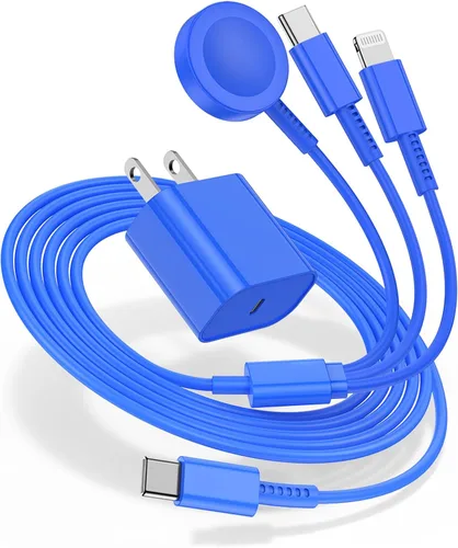 Miniatura 9 de Cargador para Apple Watch de carga rápida, cable de carga múltiple 3 en 1 con cargador USB C de 20 W, cable de carga iWatch de 3 pies para iWatch