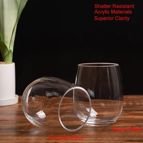 Miniatura 3 de KX-WARE Copas de vino acrílicas irrompibles de 18 onzas sin tallo, juego de 4 unidades transparentes