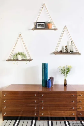 Miniatura 4 de Mkono – Estantería flotante de madera para colgar en la pared, estilo rústico, juego de 3 estantes de pared, organizador para el hogar, estanterías