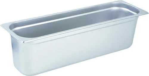 Winco Bandeja de metal para alimentos de medio tamaño (larga) de 6" de profundidad/Bandeja para mesa de vapor, anti atasco, calibre 22