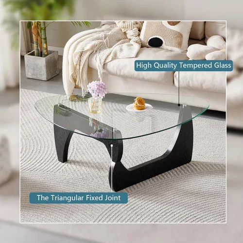 Miniatura 4 de Btrpily Mesa de centro de madera, moderna mesa de centro negra, contemporánea, elegante, muebles de alta gama para tu sala de estar