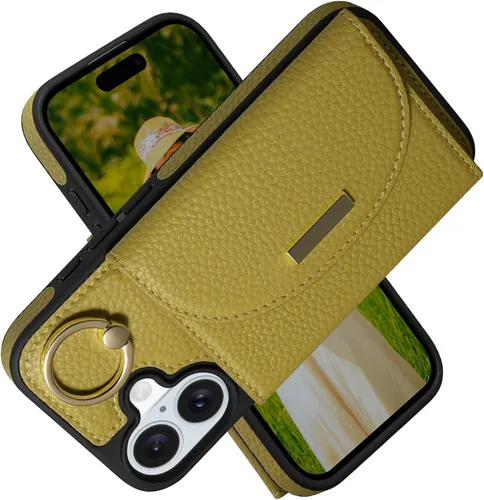 Miniatura 9 de Funda tipo cartera para iPhone 15 Pro de 6.1'', funda plegable con ranuras para tarjetas, soporte con anillo y atril, cubierta protectora tipo folio