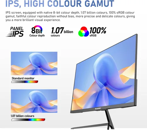 Miniatura 4 de Gawfolk Monitor de computadora IPS 2K QHD de 27 pulgadas (2560 × 1440), pantalla de PC para juegos de 75 Hz, 1 ms, sincronización adaptativa, 100%