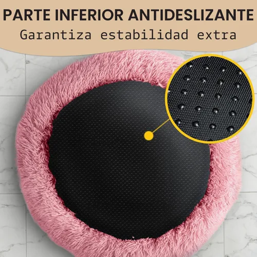 Miniatura 8 de PetJett - Cama calmante para perros pequeños, camas en forma de dona de 23 pulgadas, antideslizante y lavable, cama para mascotas de piel sintética