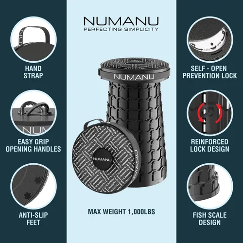 Miniatura 7 de NUMANU Paquete de 2 taburetes plegables XXL mejorados 2025 de 19.7 pulgadas, peso máximo de 1000 libras, asiento desplegable más ancho y alto, silla