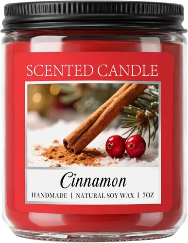 Homsolver Vela Acogedora de Canela Aromática Fuerte, Velas de Navidad con Aroma a Palito de Canela y Manzana con Más de 50 Horas de Tiempo de