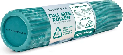 Oceanfoam Tidal Roller - Jade y Seafoam marmoleado - Rodillo de espuma de masaje muscular para dolor de espalda y estiramientos - Textura de onda