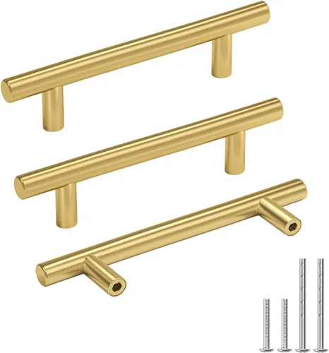 Miniatura 22 de Goldenwarm Paquete de 15 manijas doradas de 2-1/2 pulgadas, tiradores de gabinete de latón cepillado, manijas doradas para cajones de cocina