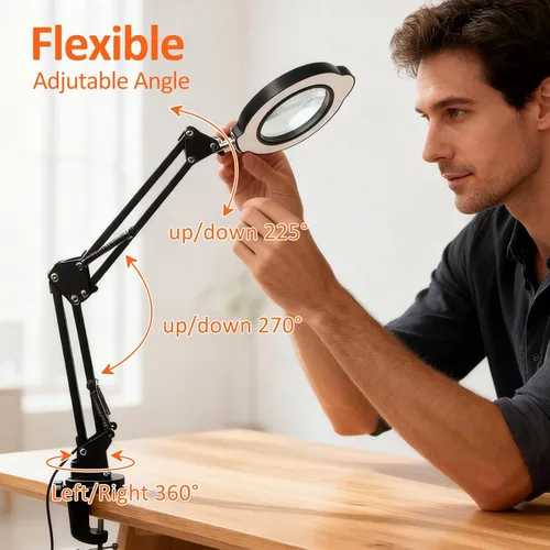 Miniatura 4 de Lupa de 10 x 30 veces con luz, lámpara LED de escritorio con abrazadera, 5 modos de color, 10 niveles regulables, lupa con luz manos libres