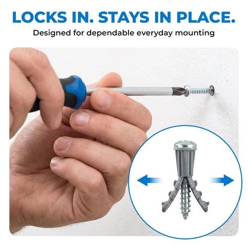 Miniatura 2 de Qualihome Kit de Anclajes de Plástico Acanalado para Paneles de Yeso - Anclajes de Pared y Tornillos para Paneles de Yeso Incluye Anclajes
