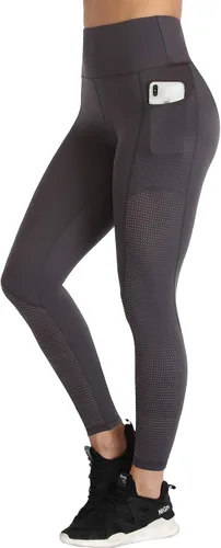 Miniatura 7 de RAYPOSE Leggings de entrenamiento para mujer con bolsillos, talla grande, para gimnasio, cintura alta, pantalones de yoga capri con corte de malla