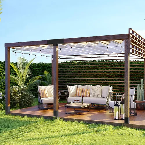 Miniatura 5 de JEXALINE Kit de pérgola de acero de aleación pesada con soportes en forma de T de 3 vías para madera de 4 x 4 pulgadas (real 3.6 x 3.6 pulgadas)