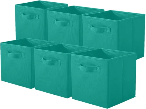 Miniatura 39 de PowerKing Cubos de almacenamiento plegables con asas, contenedores plegables de tela para estantes de armario, contenedores de almacenamiento Naranja