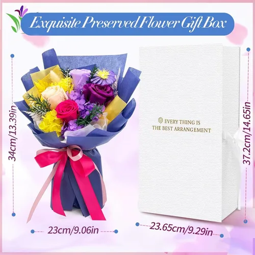 Miniatura 2 de QOEAZY Flores para entrega, ramo de flores preservadas con caja de regalo, regalos de rosas para mujeres, mamá, abuela