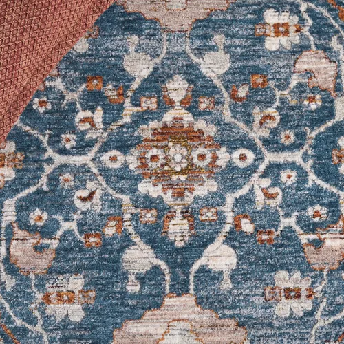 Miniatura 5 de SAFAVIEH Heirloom Collection - Alfombra de área de 4 x 6 pies, color azul/óxido, diseño geométrico, antideslizante, ideal para zonas de alto tráfico