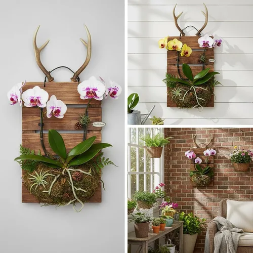 Miniatura 8 de Kit de tablero de montaje para helecho Staghorn Dranvosk, maceta de pared de madera, soporte colgante para plantas verticales, Platycerium