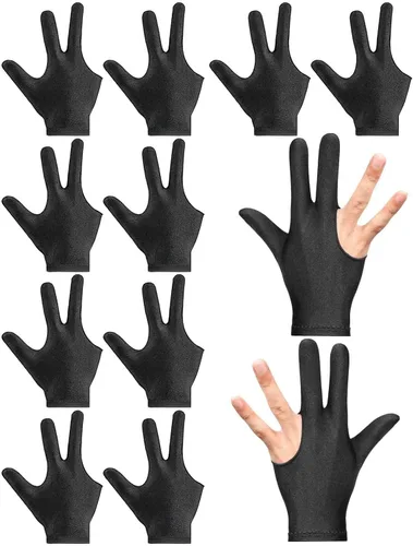 Guantes de billar universales para hombres y mujeres, 10 unidades, con 3 dedos, elásticos, transpirables, para mano izquierda y derecha, 10 unidades