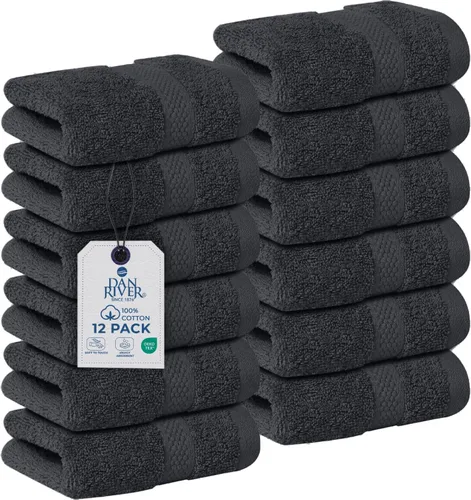 Miniatura 24 de DAN RIVER Paquete de 12 toallas faciales 100% algodón de alta calidad para baño, paños reutilizables para ducharse, 12 x 12 pulgadas, paños de lujo