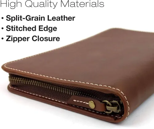 Miniatura 4 de Cartera de viaje y soporte para pasaporte, material de grano dividido marrón