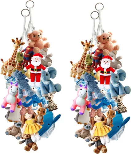Miniatura 2 de 2 cadenas de almacenamiento colgantes de algodón de 80 pulgadas para animales de peluche, cada cadena de exhibición bohemia viene con 20 clips