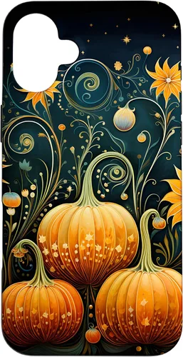 Miniatura 22 de Funda floral para iPhone 16 Pumpkins Vintage Otoño Otoño