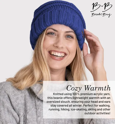 Miniatura 4 de Brook + Bay Gorro holgado de invierno para mujer, gorro de punto de gran tamaño para mujer, gorro holgado para clima frío