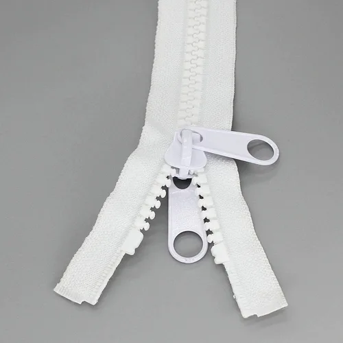 Miniatura 11 de Leekayer 2 cremalleras resistentes #10 de 48 pulgadas para coser y separar cremalleras de plástico grandes, cinta negra con doble lengüeta Negro
