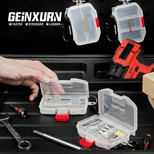 Miniatura 9 de Geinxurn Organizador de piezas pequeñas, 4 cajas de herramientas portátiles transparentes de plástico con divisores para accesorios pequeños y cajas