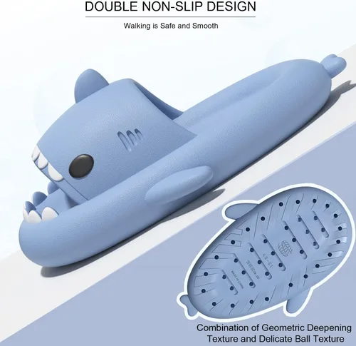 Miniatura 4 de EECH Lindas pantuflas para niños grandes, sandalias de tiburón de nube, suela gruesa mejorada, antideslizantes, para interiores y exteriores, verano
