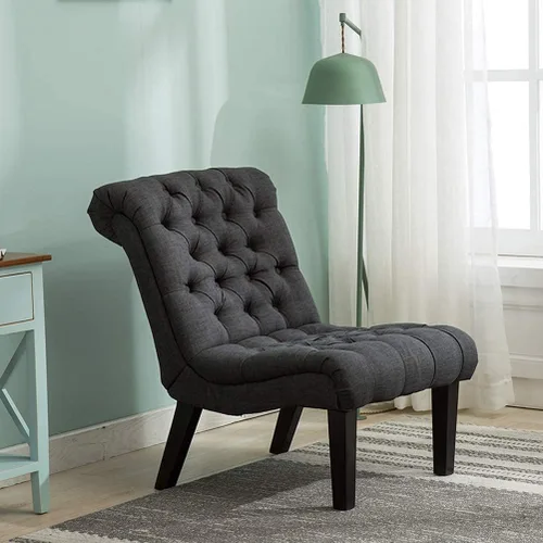 Miniatura 6 de HAOBO Home Silla de acento sin brazos con botones capitoné silla lateral para sala de estar dormitorio Funiture