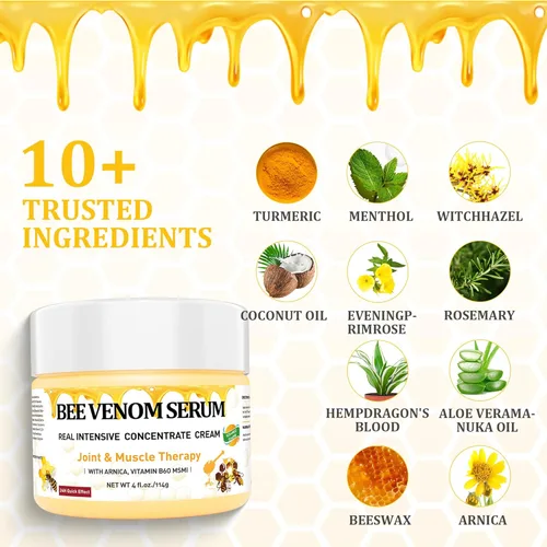 Miniatura 4 de Natural Organic NZL Bee Venom Professional Serum Care, Joint & Muscle & Bone Cream Gel - For Back, Neck, Hand, Foot, Knee, Muscle, Shoulder, Hip