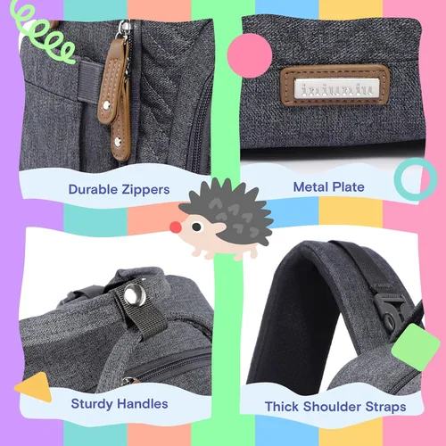 Miniatura 3 de iniuniu Mochila para pañales, kit 4 en 1, bolsas de bebé unisex grandes para niños y niñas, mochila de viaje impermeable con bolsa para pañales
