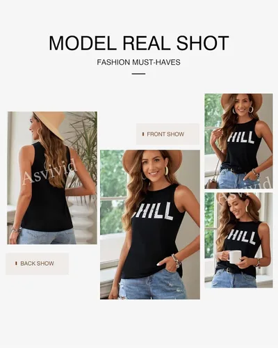 Miniatura 3 de Asvivid - Camisetas sin mangas para mujer, holgada, con cuello redondo, estampado de letras, diente de león, para verano, casuales