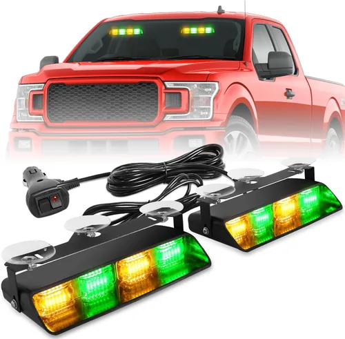 Miniatura 16 de HLauto 2002L Luces estroboscópicas de emergencia para salpicadero: luces de seguridad ámbar, luces de advertencia intermitentes para parabrisas