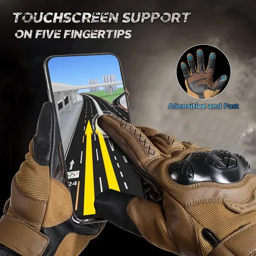 Miniatura 5 de Guantes tácticos de motocicleta para hombre, almohadillas antideslizantes para pantalla táctil, protectores de goma
