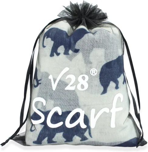 Miniatura 26 de V28 Hermosa bufanda larga y suave con estampado de elefante azul - grande