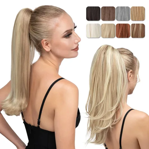 Miniatura 9 de Extensión de cola de caballo con clip de 18 pulgadas, extensiones de cabello de cola de caballo para mujeres, pieza de cabello de cola de caballo