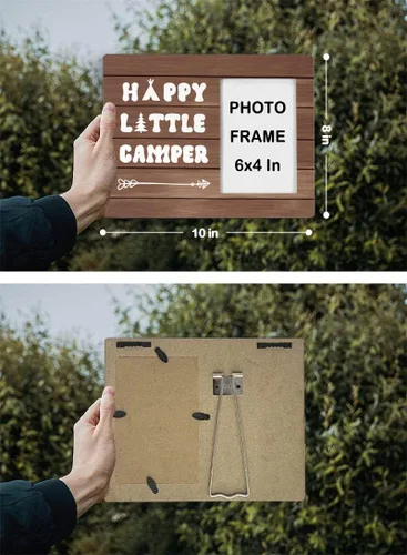 Miniatura 4 de FONDCANYON Marco de fotos Happy Little Camper, marcos de fotos decorativos para baby shower, regalos de cumpleaños para bebés, niñas y niños