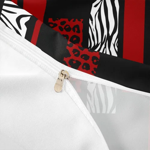 Miniatura 6 de Juego de funda de edredón con estampado de leopardo, tamaño individual, juego de ropa de cama rústica con rayas de piel de cebra, decoración