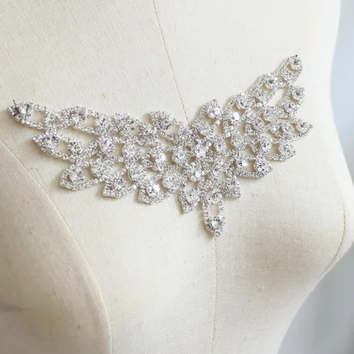 Miniatura 17 de PEARLY JUN Apliques de Pedrería Plateados Parches de Apliques de Diamantes para Vestidos Costura a Mano Proyectos de Manualidades DIY Ropa de Boda