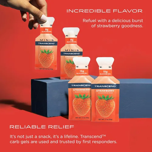Miniatura 3 de Transcend Foods - Gel de fresa (1.1 onzas, paquete de 10) gel de carbohidratos de acción rápida sabor a fresa, sin cafeína, sin gluten