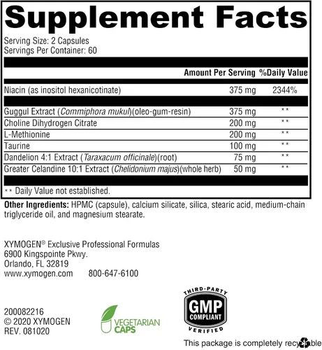 Miniatura 2 de XYMOGEN LipotropiX - Fórmula de colina, taurina y metionina - Apoyo al metabolismo del hígado y los lípidos - Vegano, sin gluten y sin OMG - 120