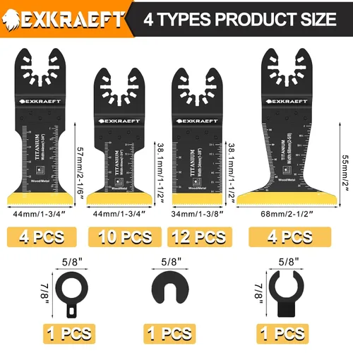 Miniatura 2 de EXKRAEFT 30 cuchillas oscilantes para herramientas, multiherramientas universales de titanio para clavos de metal, madera, plástico y material duro