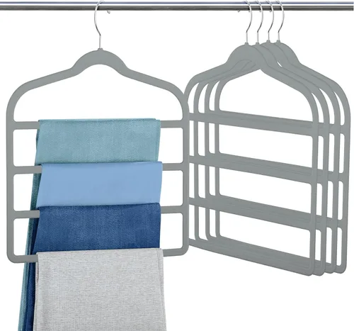 Miniatura 11 de Percha para pantalones de terciopelo que ahorra espacio, antideslizante, Myfolrena, percha para pantalones y pantalones cortos, múltiples perchas